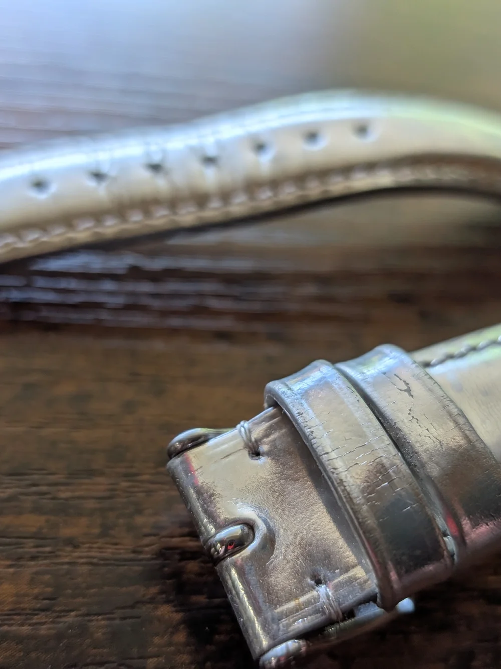 Michele Silver Leather Watch Band